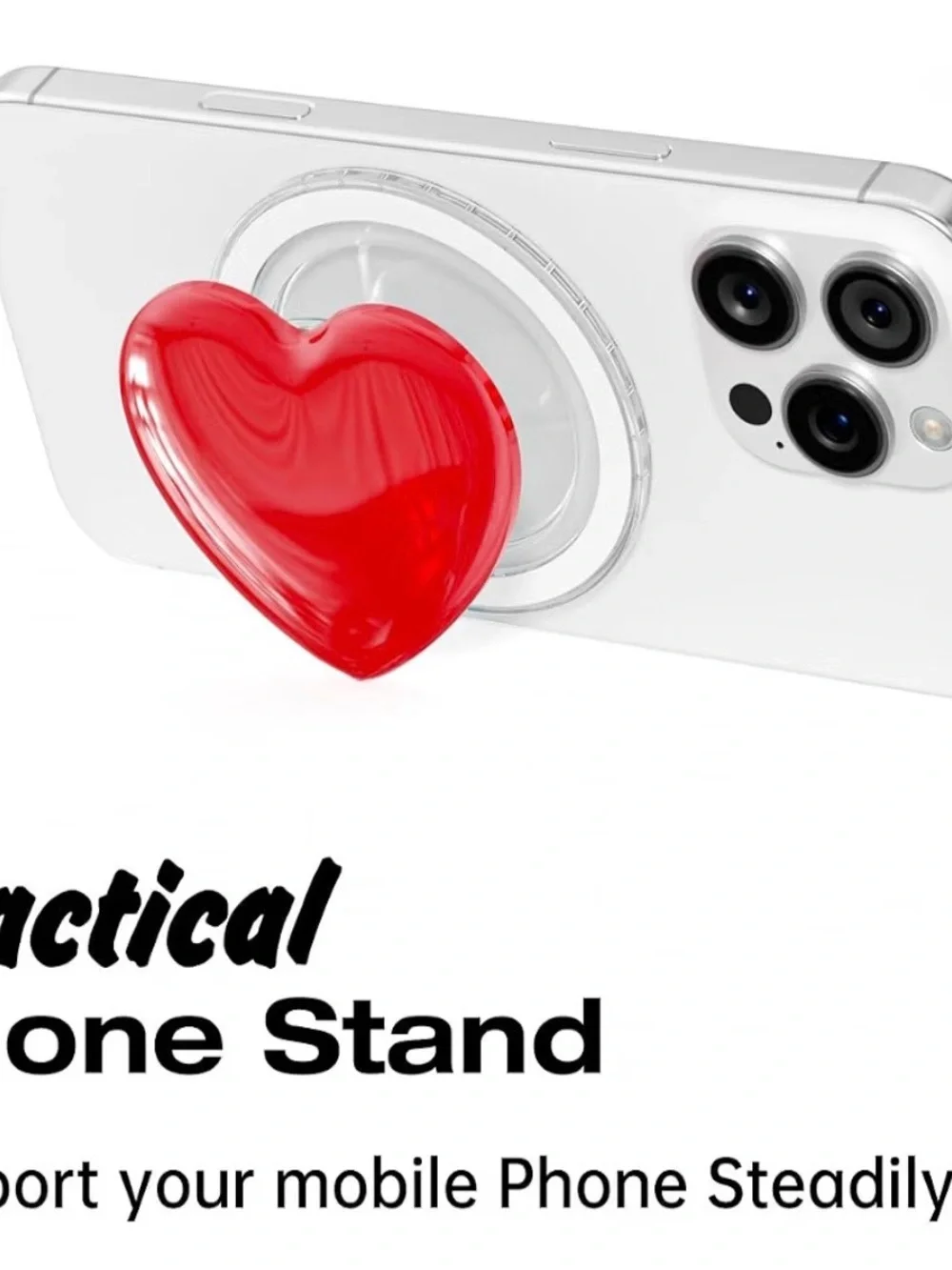 Heart Magnetic Phone Grip Compatible with Magsafe Phone Grip Holder,hot pink